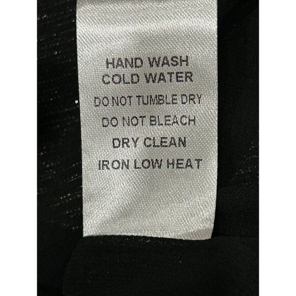 Metallic Black Gold Striped Midi Dress Adjustable Tie Waist Spaghetti Strap Sz S - Picture 9 of 10